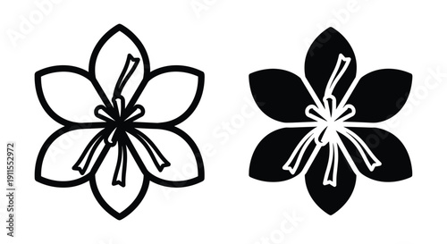 Minimalist black and white plumeria flower line art illustration vector design for logo tattoo wallpaper