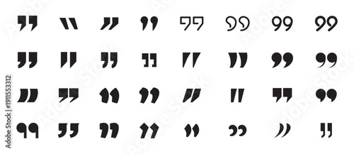 Set of quote mark icons isolated on white background.Quotation marks.Black quotes icon collection