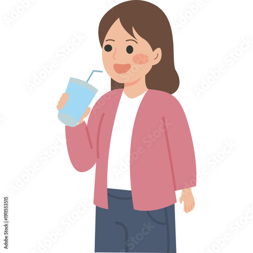 People Drinking Water Illustration