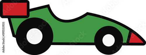 Green Race Car Side View Illustration