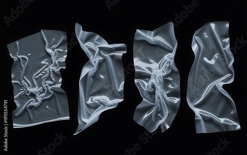 Crumpled Plastic Wrap and Duct Tape Pieces Texture Overlay for Poster Design and Mockup