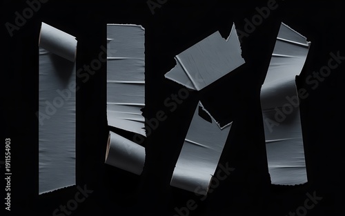 Set of  Gray Masking  Isolated Adhesive Tape Strips, Elements for Poster Design and Mockup