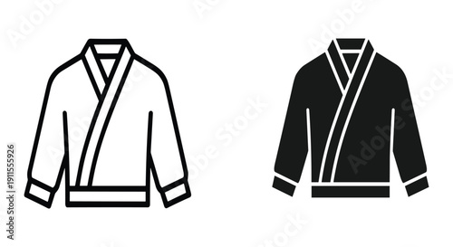 Black and white traditional Chinese jacket design vector illustration isolated on white background