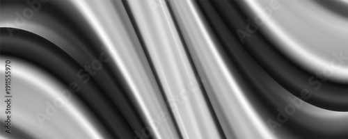 Metallic abstract wavy liquid background. 3d render illustration