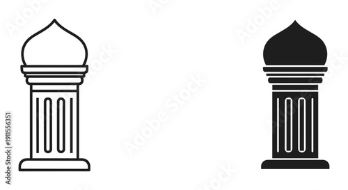 Classic Pillars with Dome Tops in Minimalist Design, Architectural Elements