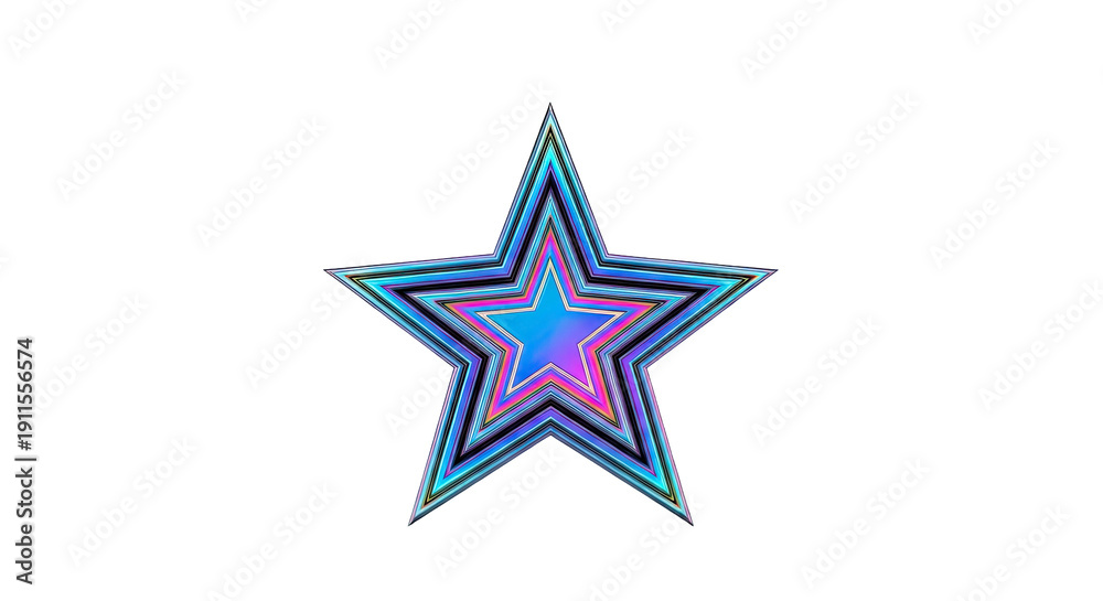 Fototapeta premium Concentric Star with Holographic and Iridescent Effects