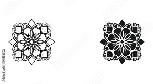Elegant black and white mandala floral design vector illustration for art and decoration