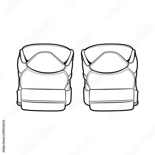 Sneaker shoes vector outline back view. Rear heel footwear illustration isolated on white.