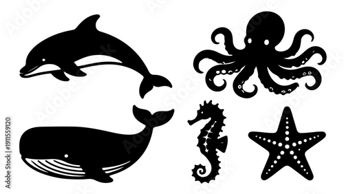 set of sea animals vector