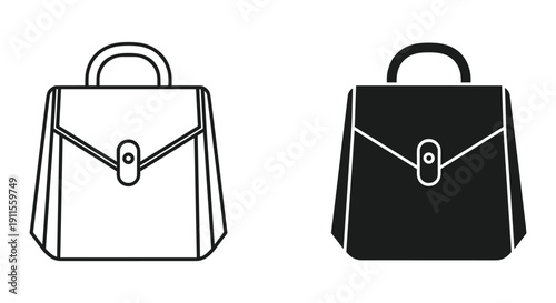 Elegant Handbag Illustration Set in White and Black