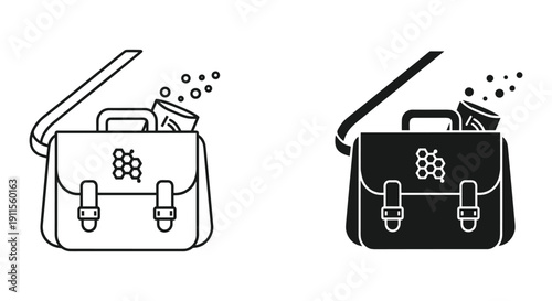 Backpack and school bag icons isolated on white background vector illustration flat design