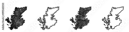 Sketch Highland outline map design set