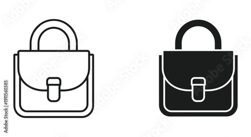 Minimalist black and white padlock icons isolated on white background for security and safety concepts