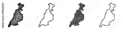 Sketch South Ayrshire outline map design set