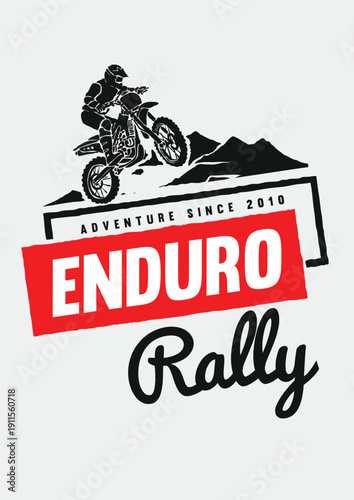 Exciting Enduro Rally race with motorcycles on dusty tracks