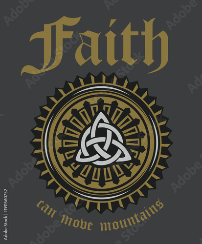 Faith Can Move Mountains inspirational quote with mountain landscape