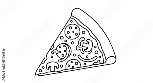 Vector illustration of a slice of pepperoni pizza isolated on transparent background