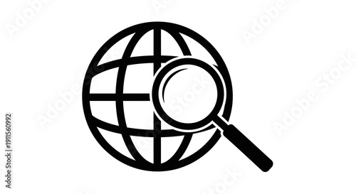 Magnifying glass examining a globe symbolizing global research and investigation.