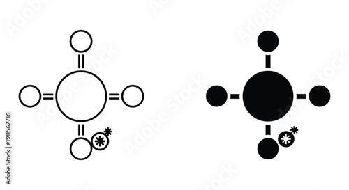 Carbon dioxide and methane chemical molecular structures diagram isolated on white background for science education