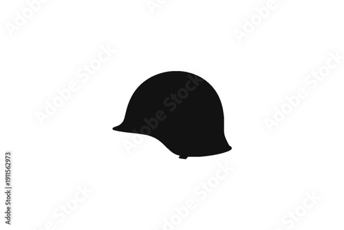 Military Helmet Silhouette: A minimalist monochrome depiction of a classic military helmet, representing protection and service.