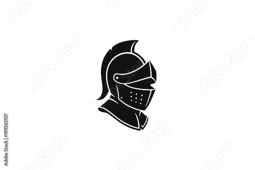 Knight's Helm: A bold silhouette of a knight's helmet against a stark backdrop, evoking strength, protection, and historical intrigue.