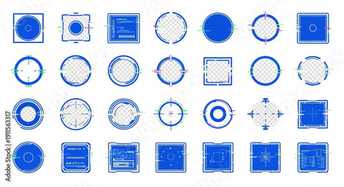 Collection of various blue shapes icons.