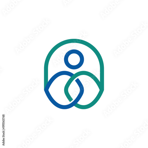 Modern Abstract Community Logo with Interconnected Human Figures and Social Unity Symbol