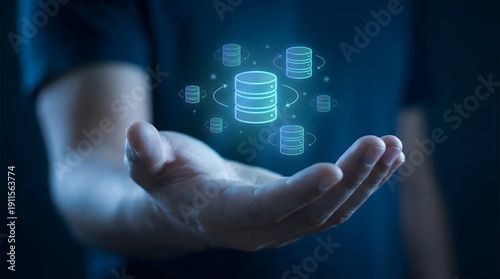 Wallpaper Mural Hand Presenting Digital Database Network Cloud Technology Icons Torontodigital.ca