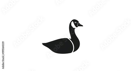 Goose icon with long neck and black silhouette profile featuring bird, simple, minimalist with animal and wildlife elements for waterbird, vector projects, clean composition on simple background
