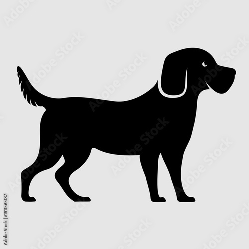 Dog Silhouette Illustration In Side Profile View. Vector illustration