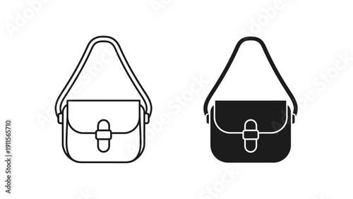 Two simple line drawings of crossbody bags Vector