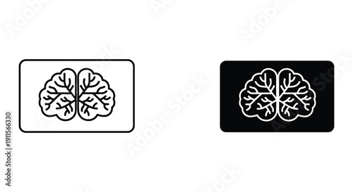 Brain icon line art minimalist design vector illustration for mental health awareness and cognitive science concept