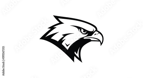 Eagle head logo design with bold lines and sharp beak, symbolizing freedom and power featuring bird, animal, wildlife with nature and symbol elements for graphic, vector projects, clean composition