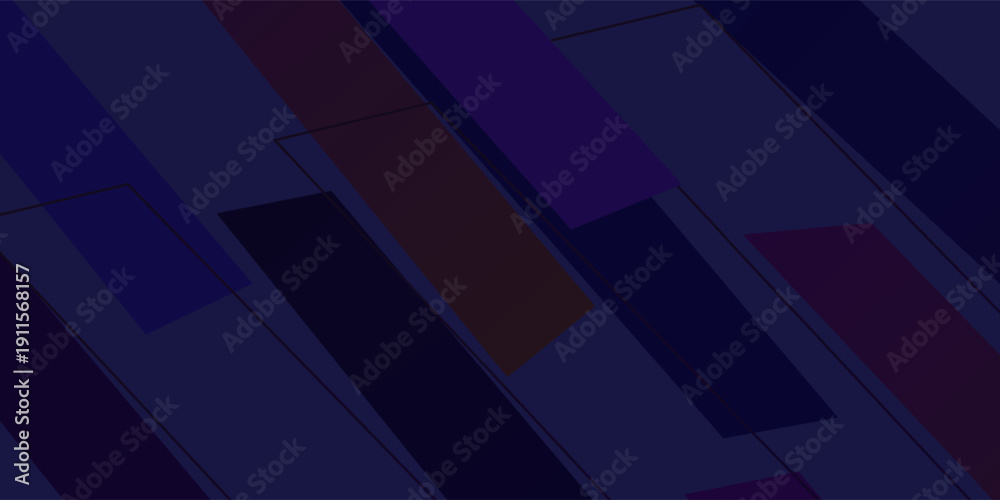Obraz premium Abstract dark blue and purple geometric background with overlapping diagonal rectangles and thin wireframe lines,