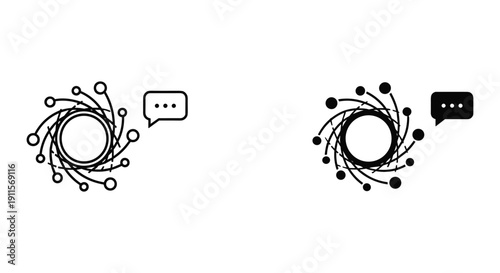 Hand drawn speech bubble and thought cloud icons set isolated on white background vector illustration