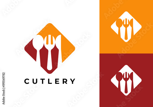 fork spoon and knife logo. tableware food restaurant icon design concept