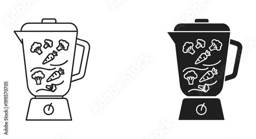 Cartoon blender with happy fruits illustration isolated on white background vector design