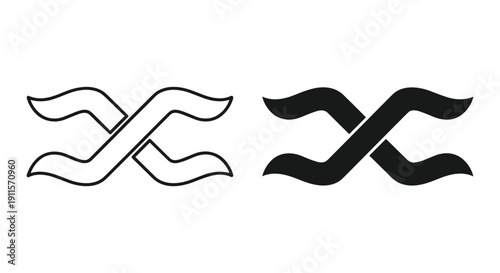Abstract intertwined lines logo design element black and white