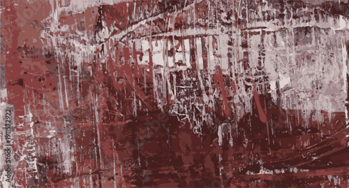 Abstract Red and White Grunge Texture - Expressive Paint Splatter Background with Distressed Surface