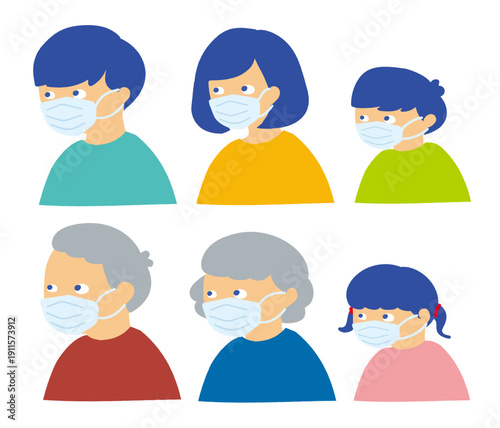 Multi-Generational Family Wearing Face Masks  