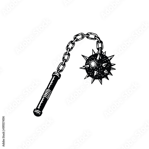 Black and white horror illustration of a human peering through a torn surface gripping vintage style vector art