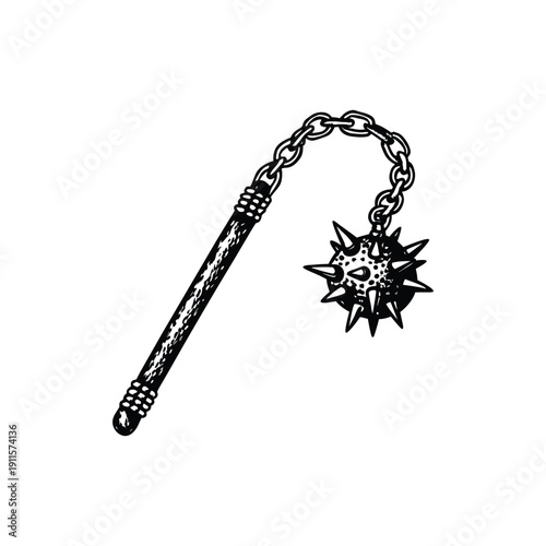 Black and white horror illustration of a human peering through a torn surface gripping vintage style vector art