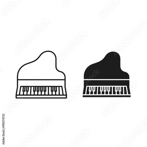 A black and white illustration of two grand pianos Vector