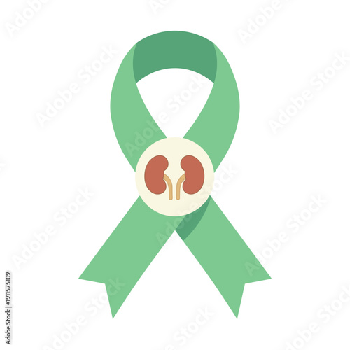 Green Kidney Awareness Ribbon Icon