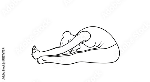 Woman doing seated forward bend yoga.