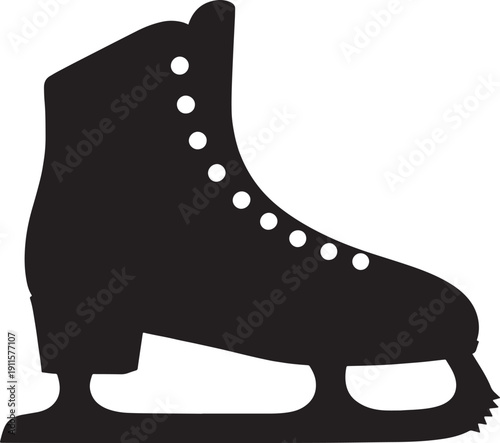 Ice skate silhouette isolated on white background for graphic design