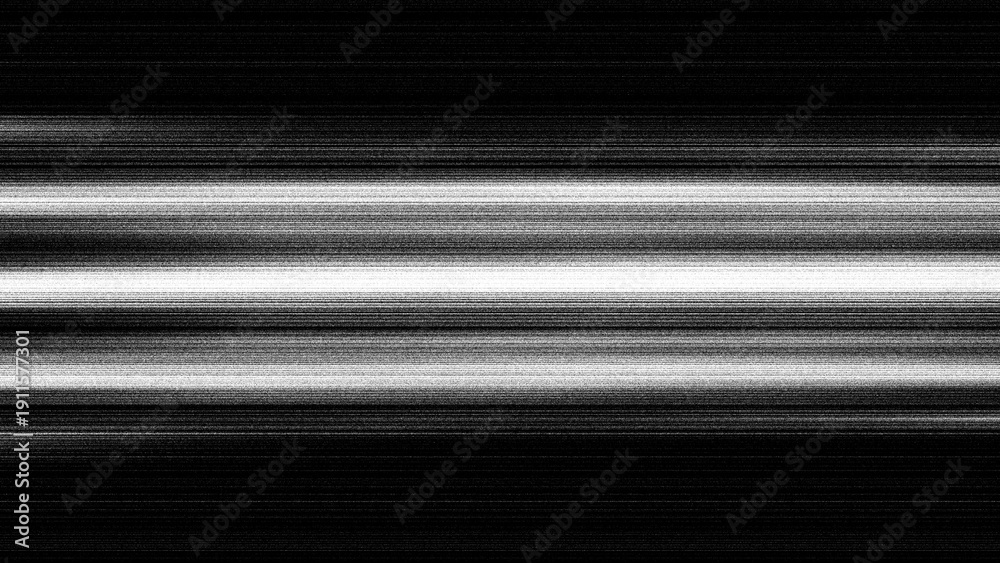 Obraz premium Abstract Black and White Glitch Texture with Analog TV Noise and Horizontal Distortion.