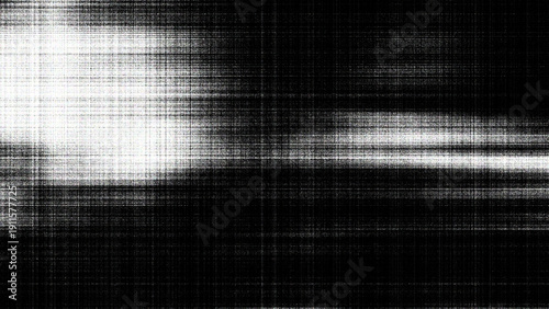 Bild auf Leinwand Abstract Black and White Grunge Texture with Distorted Glitch Effect and Canvas Overlay