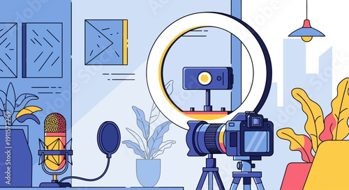 Productive home office workspace remote work productivity concept comfortable work from home environment modern interior workspace illustration digital professional lifestyle