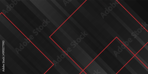 Abstract Black Geometric Background with Red Neon Line Accents, with a modern concept style